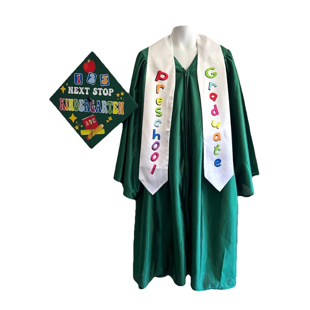 Preschool Pre-K Graduation  Cap Gown Set Fits 4-6 Ceremony Boy Girl Clothing